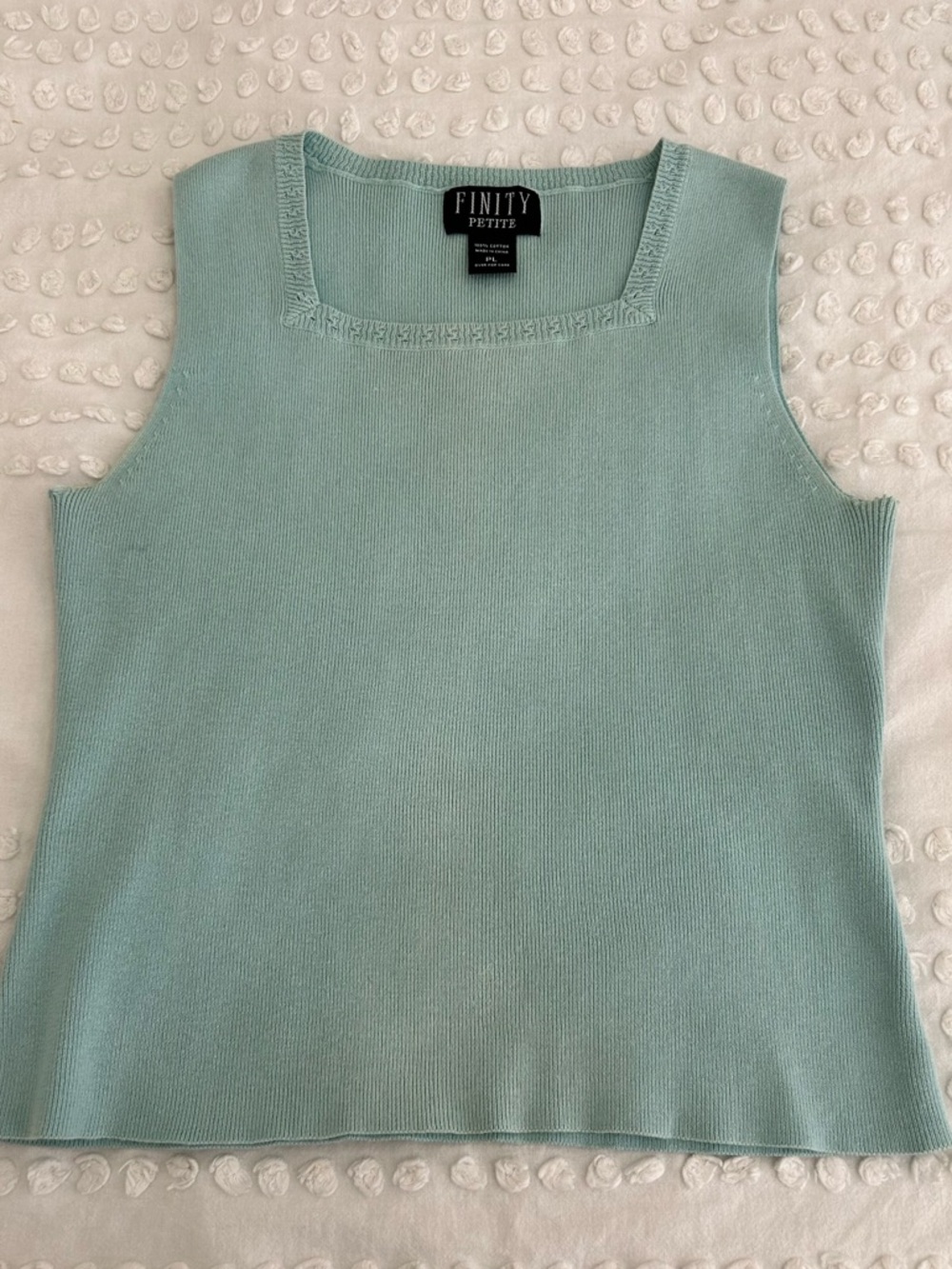 Finity 2 Pc Twinset Cardigan & Sleeveless Top 100% Cotton Knit Mint Green Sz PL - Picture 13 of 16